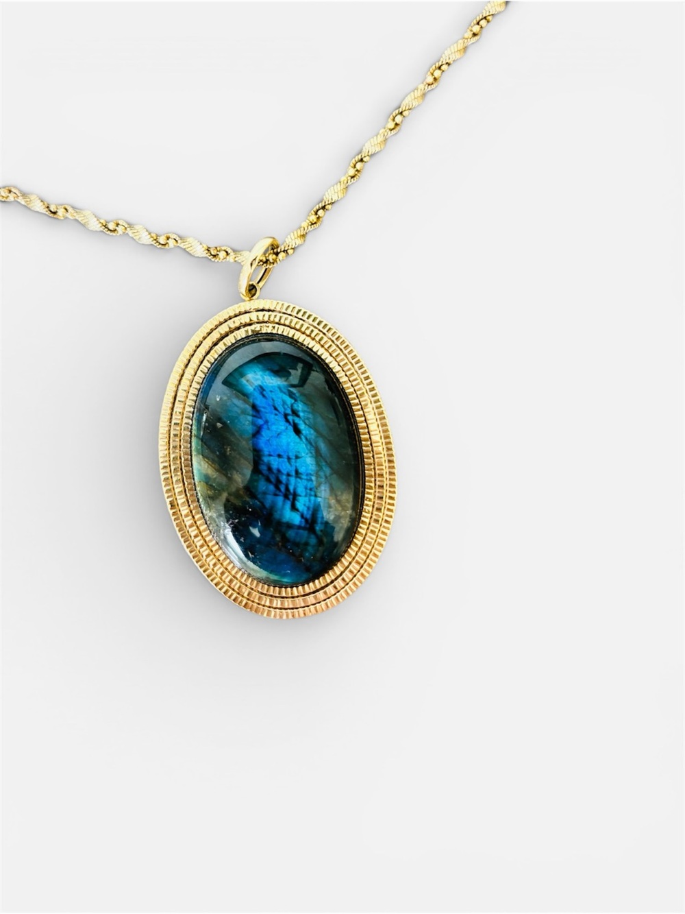 Gold plated 925 silver  Labradorite necklace and earrings set